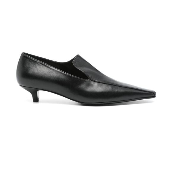 Toteme Leather Kitten Heel Loafers Black Slip-On Designer Shoes EU 39 - Picture 1 of 9